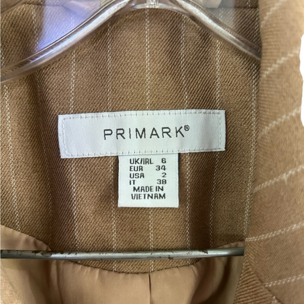 Primark Brown Striped Blazer Women's Size 2 - Picture 2 of 4